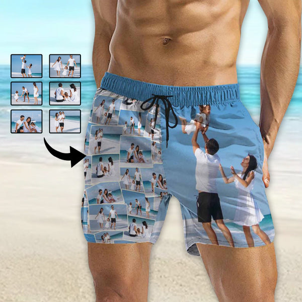 Personalized Swim Trunks Custom Swimming Trunks with Face All Men's Quick Dry Swim Shorts Men's Print Swimwear Design Beach Swimsuit with Girlfriend's Face for Vacation