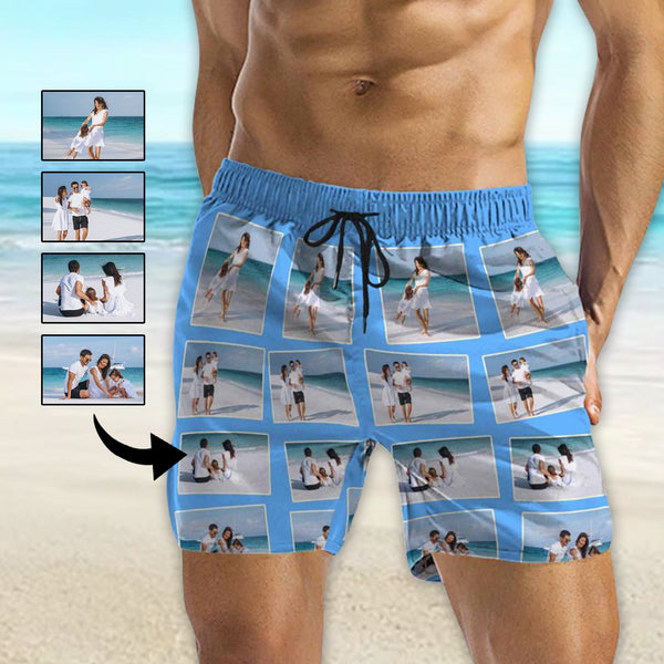 Personalized Swim Trunks Custom Swimming Trunks with Face All Men's Quick Dry Swim Shorts Men's Print Swimwear Design Beach Swimsuit with Girlfriend's Face for Vacation