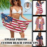 American Flag Style Custom Face USA Flag Women's Bikini Swimsuit Cover Up