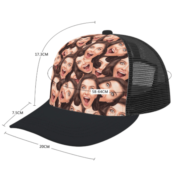 Custom Face Paneled Brim Mesh Baseball Cap Unisex