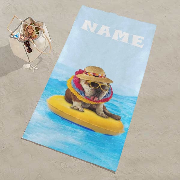 Custom Name Cartoon Animal Beach Towel Quick-Dry, Sand-Free, Super Absorbent, Non-Fading, Beach&Bath Towel Beach Blanket Personalized Beach Towel Funny Selfie Gift