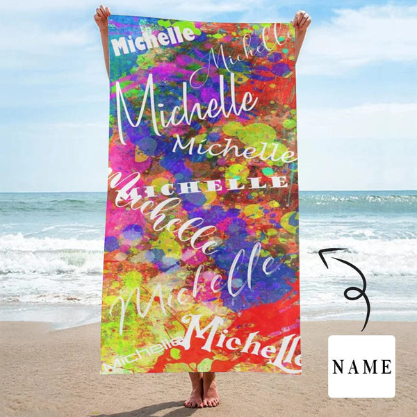 Custom Name Colorful Beach Towel Quick-Dry, Sand-Free, Super Absorbent, Non-Fading, Beach&Bath Towel Beach Blanket Personalized Beach Towel Funny Selfie Gift