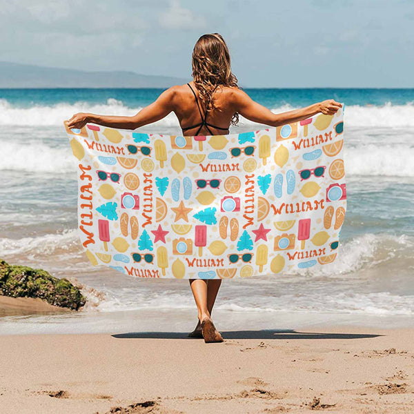 Custom Name Holiday Style Beach Towel Quick-Dry, Sand-Free, Super Absorbent, Non-Fading, Beach&Bath Towel Beach Blanket Personalized Beach Towel Funny Selfie Gift