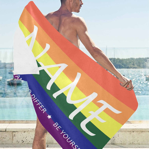 Custom Name Rainbow Beach Towel Quick-Dry, Sand-Free, Super Absorbent, Non-Fading, Beach&Bath Towel Beach Blanket Personalized Beach Towel Funny Selfie Gift