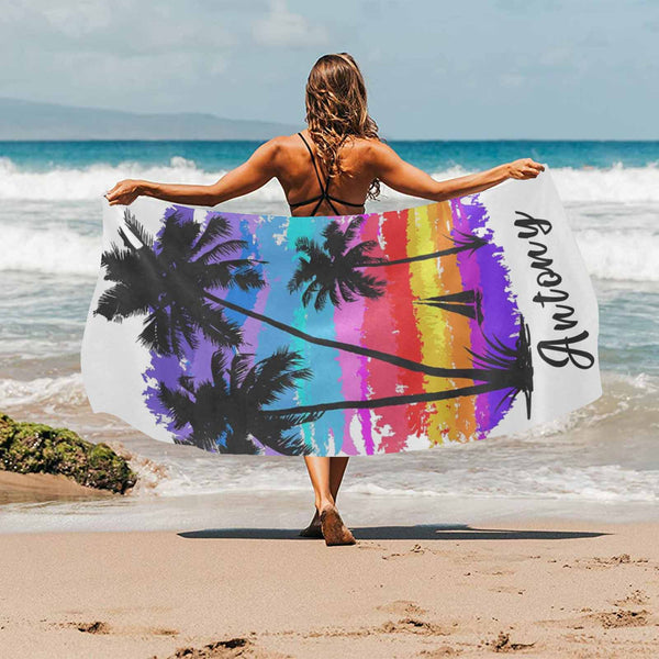 Custom Name Tropical Palm Beach Towel Quick-Dry, Sand-Free, Super Absorbent, Non-Fading, Beach&Bath Towel Beach Blanket Personalized Beach Towel Funny Selfie Gift