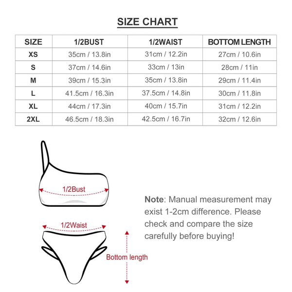 Custom Face Color Elements Of The American Flag Design One Shoulder High Waited Bikini Swimsuit Personalized Women's Two Piece Bathing Suit Beach Outfits