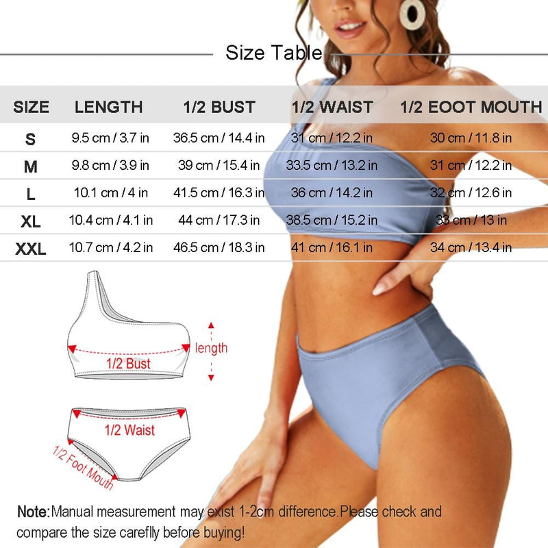 Custom Face Boyfriend One Shoulder Stringless Low Waited Bikini Personalized Women's Two Piece Swimsuit Beach Outfits