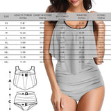 Custom Face Bohemia Ruffle Tankini Personalized Bathing Suit Women's Two Piece High Waisted Bikini Swimsuit Summer Beach Pool Outfits