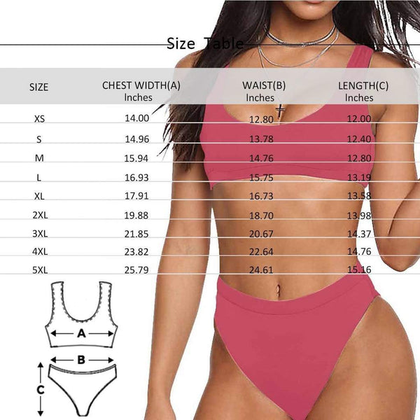 Custom Face Plant Scoop Neck Sport Top High Waisted Bikini Personalized Women's Two Piece Swimsuit Beach Outfits