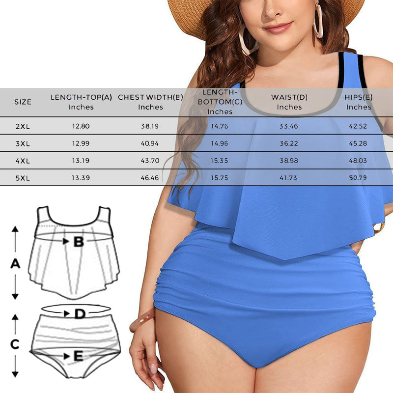 #Plus-Size American Flag Style One Piece Boat Trip Beach Cruise Custom Face American Flag Swimsuit Personalized Tankini Bathing Suit For Women 2 Piece Swmsuit