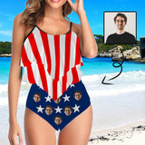 #Tankini Set #Double Ruffled Tankini Custom Face Ruffle Tankini Personalized Flag Bathing Suit Summer Swimsuit Women's High Waisted Double Ruffle Bikini Set