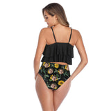 #Tankini Set #Double Ruffled Tankini Custom Face Sunflower Ruffle Tankini Personalized Bathing Suit Summer Swimsuit Women's High Waisted Double Ruffle Bikini Set