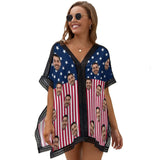 #Independence Day# Custom Face USA Flag Women's Bikini Swimsuit Cover Up