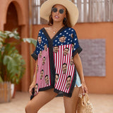 #Independence Day# Custom Face USA Flag Women's Bikini Swimsuit Cover Up