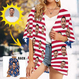 American Flag Style Custom Face USA Flag Women's Bikini Swimsuit Cover Up