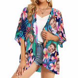 Custom Face Flower Leaf Personalized Women's Kimono Chiffon Cover Up