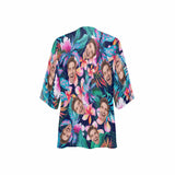 Custom Face Flower Leaf Personalized Women's Kimono Chiffon Cover Up