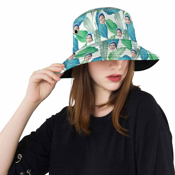 Custom Face Grass Green Leaves Unisex Bucket Boonie Hat