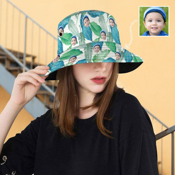 Custom Face Grass Green Leaves Unisex Bucket Boonie Hat