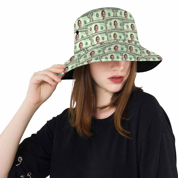 Custom Face Paper Money Seamless Unisex Bucket Boonie Hat