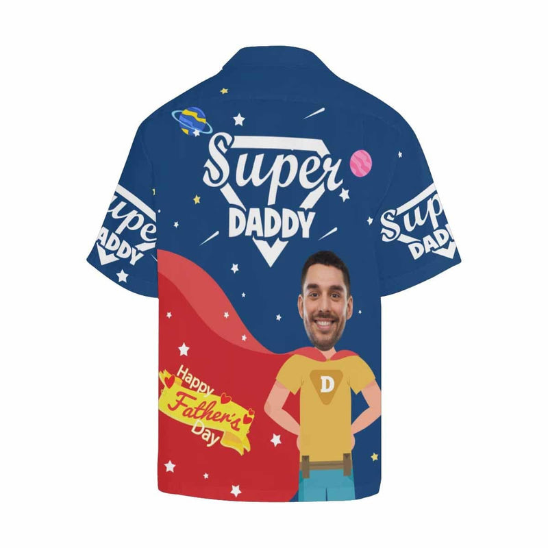 Custom All Over Print Hawaiian Shirt with Face My Super Hero Father's Day Custom Made Hawaiian Shirts