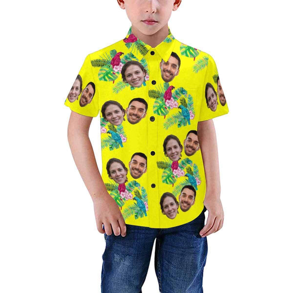 Custom Face Hawaiian Shirts Face Flower Birds Unisex & Teenage Design Your Own Funny Face Hawaiian Shirt