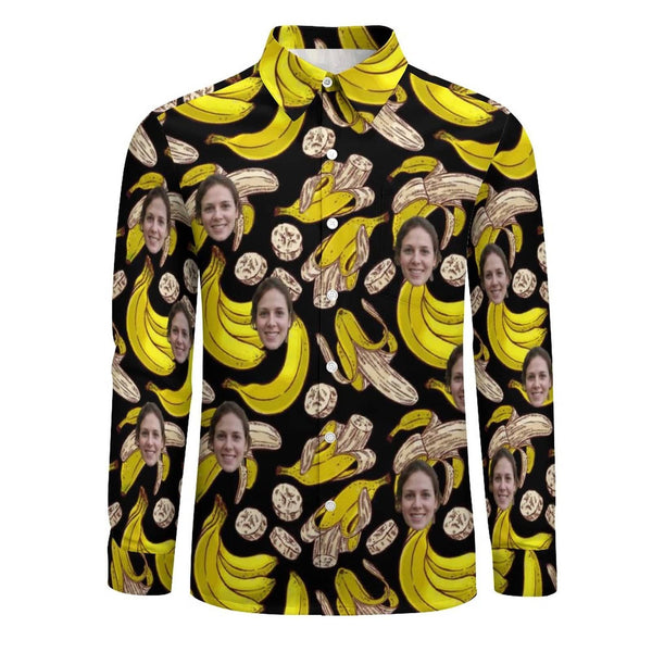 Custom Face Banana for Boyfriend/Husband Personalized Photo Tropical Shirt Long Slee Personalized Face Shirt Shirt for Him