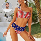 #Small Bust#American Flag Style #Husband/Boyfriend Face On #Celebrate July Fourth - Personalized Face Women's Swimwear Beach Travel Boat Cruise Pool Party Outfits Recommended for Girls With Small Breasts