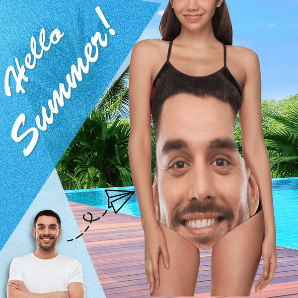 #Cruise Outfit-Couple Matching Swimwear Custom Face Boyfriend/Husband Personalized Bathing Suits Women's Slip One-Piece Swimsuit Gift For Her