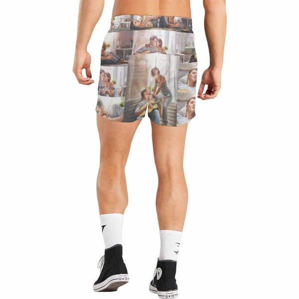 Custom Photo Swim Trunks Personalized Men's Quick Dry Swim Shorts with Sweet Pictures for Valentine's Day