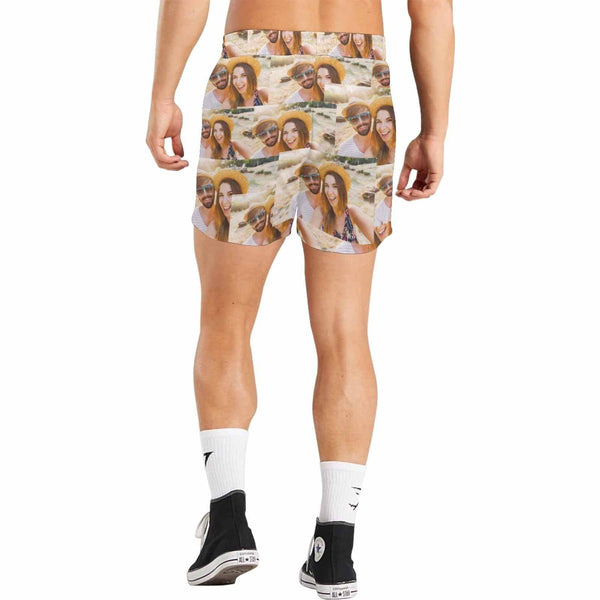 Custom Photo Swim Trunks Personalized Men's Quick Dry Swim Shorts with Sweet Pictures for Valentine's Day