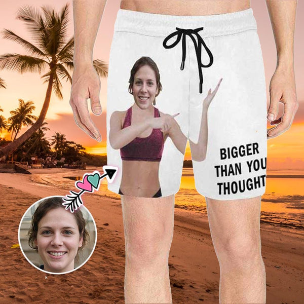 Custom Face Bigger Mens Swim Shorts Personalized Funny Swim Trunks