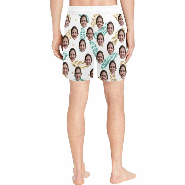 Personalized Swim Trunks Custom Face Leave Men's Quick Dry Swim Shorts with Girlfriend's Face for Him