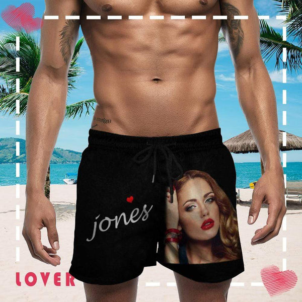 Custom  Face & Name Legend Mens Swim Shorts Personalized Swim Trunks