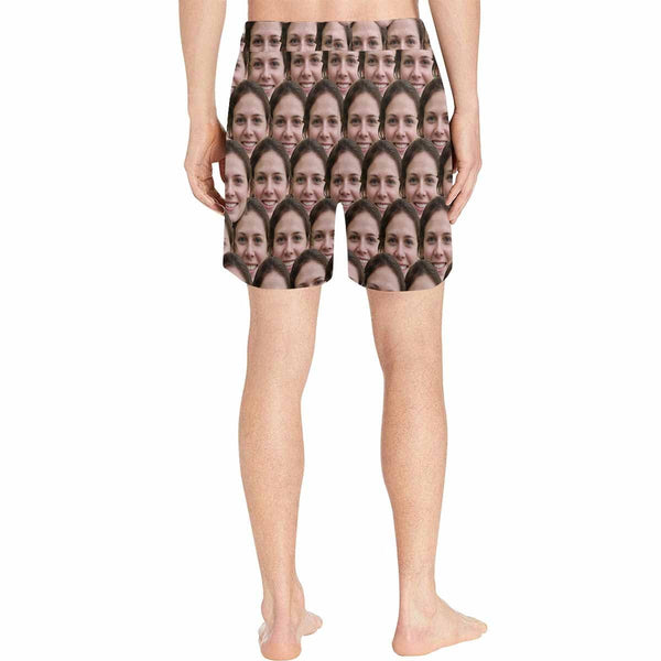 Personalized Swimming Trunks with Custom Face Seamless Happy Men's Quick Dry Swim Shorts for Him