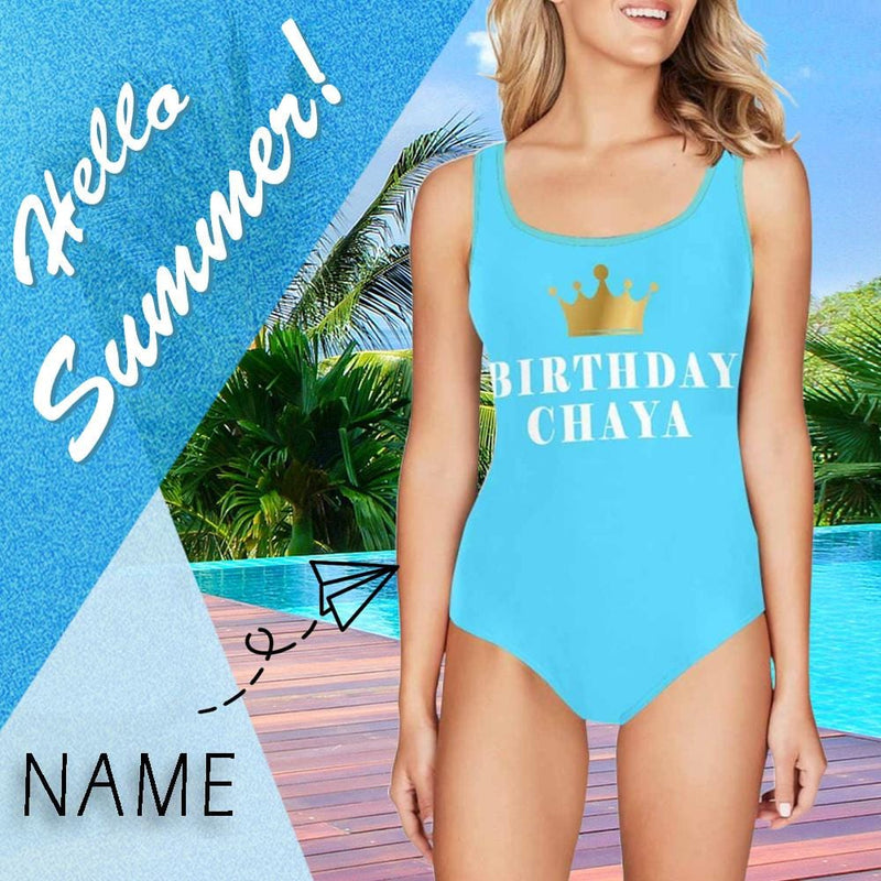 Birthday Bathing Suit-Custom Name Birthday Women's One Piece Swimsuit