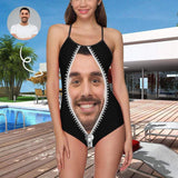 Couple Matching Swimwear #Beach Cruise Outfit Bathingsuit-Custom Face Swimsuit Personalized Zipper Women's One Piece Bathing Suits For Her