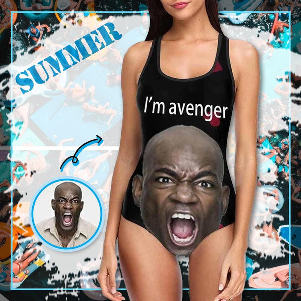 Custom Face Avengers Women's Tank Top Bathing One Piece Swimsuit