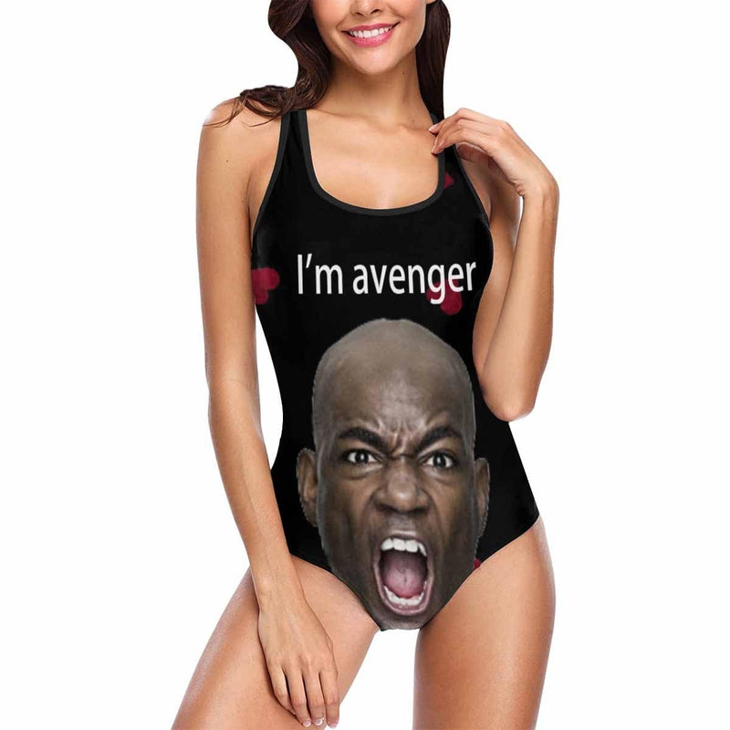 Custom Face Avengers Women's Tank Top Bathing One Piece Swimsuit