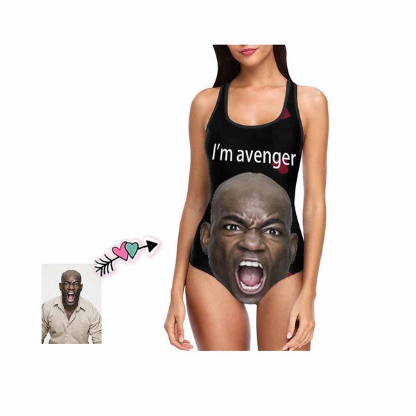 Custom Face Avengers Women's Tank Top Bathing One Piece Swimsuit