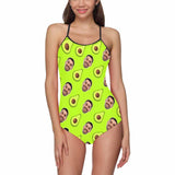 Custom Face Avocado Women's Slip One Piece Swimsuit