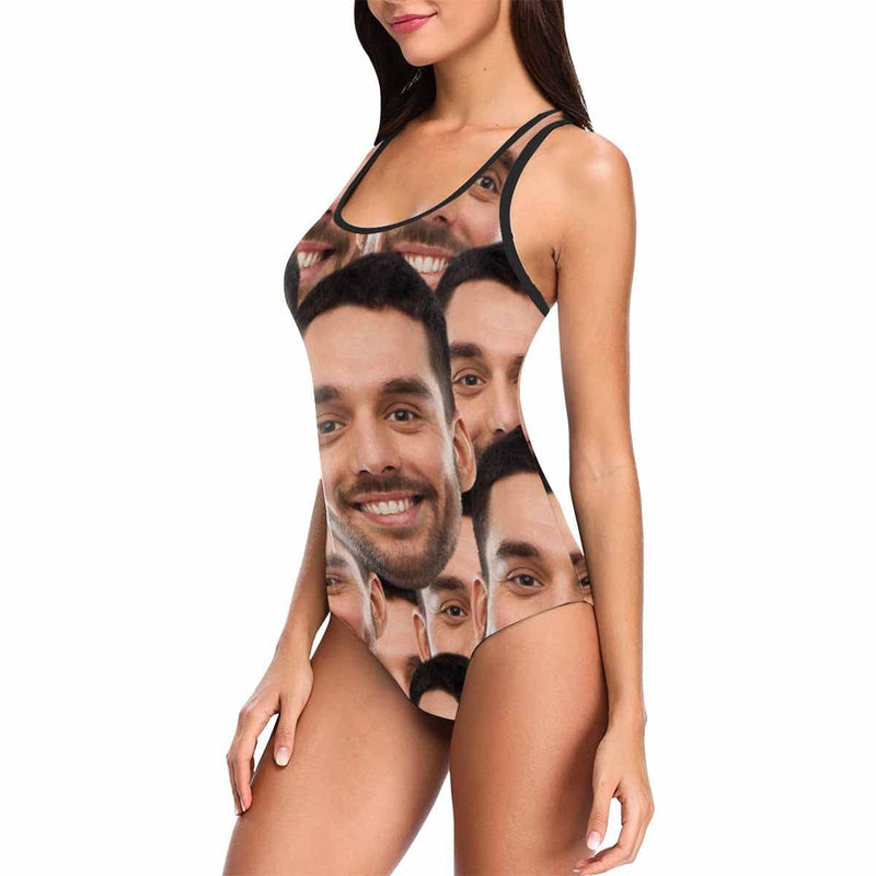 Custom Face Big Head Swimsuit Personalized Women's Tank Top Bathing Swimsuit Honeymoons For Her