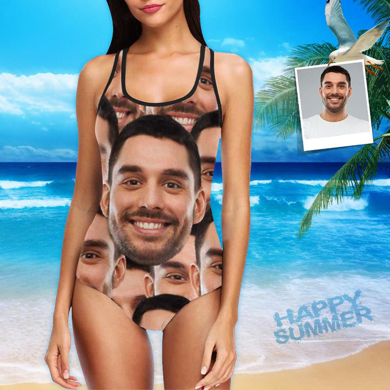 Custom Face Big Head Swimsuit Personalized Women's Tank Top Bathing Swimsuit Honeymoons For Her