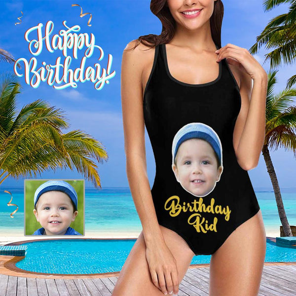 Custom Face Birthday Kid Swimsuit Personalized Women's Tank Top Bathing Swimsuit Birthday Gift For Her