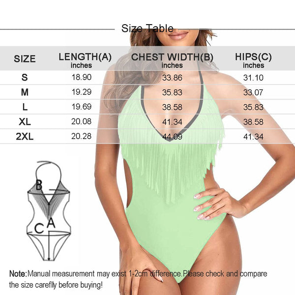 Custom Face Flag Pentagram One Piece Fringe Swimsuit Personalized Women's Bathing Suit