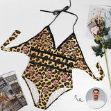 Custom Leopard Face Swimsuit Personalized Women's New Strap One Piece Bathing Suit Honeymoons Party